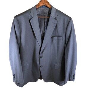 Stafford Men's Blazer Jacket 50R Gray Classic Fit Travel Stretch Double Button